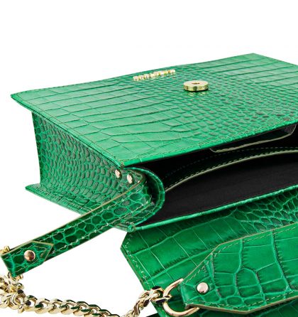 Geanta piele verde croco