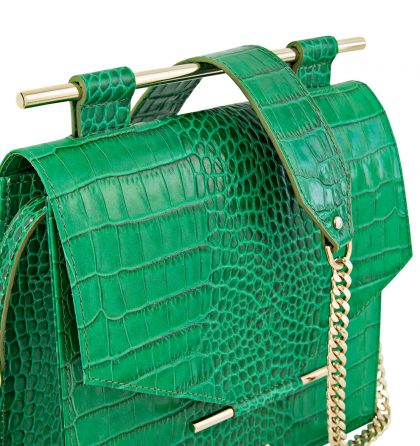 Geanta piele verde croco