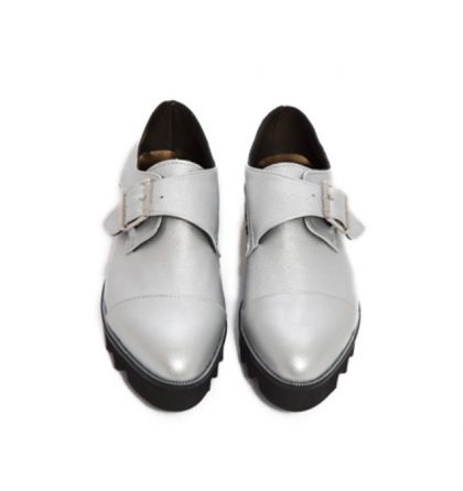 Pantofi oxford argintii piele dama