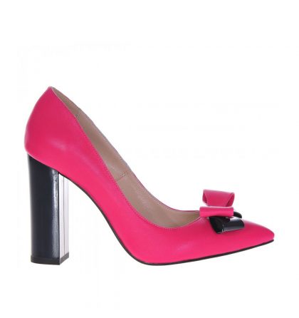 Pantofi fucsia toc gros