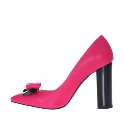 Pantofi fucsia toc gros