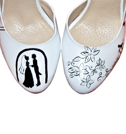Pantofi mireasa pictati manual