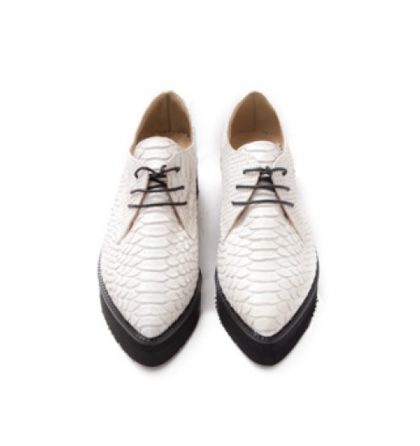 Pantofi oxford piele alb croco talpa neagra