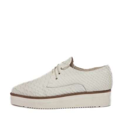 Pantofi oxford albi piele imprimeu sarpe