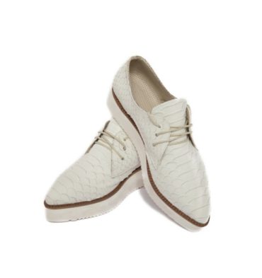 Pantofi oxford albi piele imprimeu sarpe