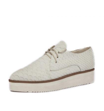 Pantofi oxford albi piele imprimeu sarpe