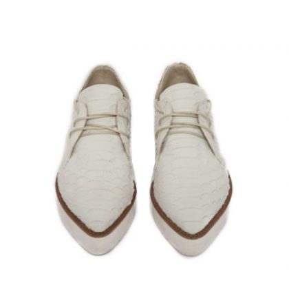 Pantofi oxford albi piele imprimeu sarpe