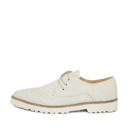 Pantofi oxford alb croco talpa subtire