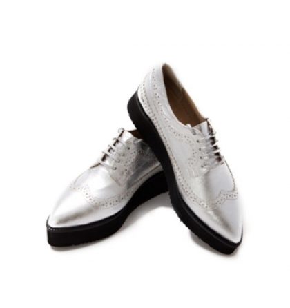 Pantofi oxford argintii piele
