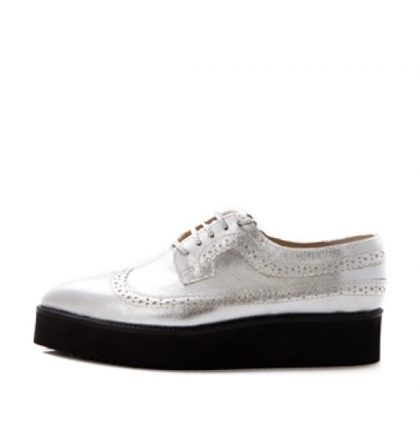 Pantofi oxford argintii piele