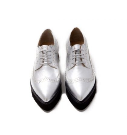 Pantofi oxford argintii piele