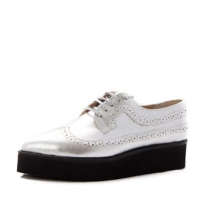 Pantofi oxford argintii piele