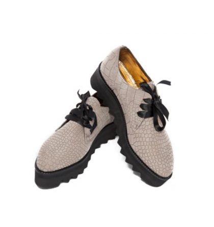 Pantofi oxford cappuccino piele imprimeu sarpe