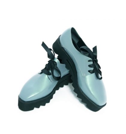 Pantofi oxford dama albastru metalizat