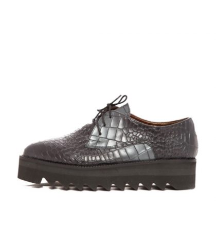 Pantofi oxford gri inchis piele croco