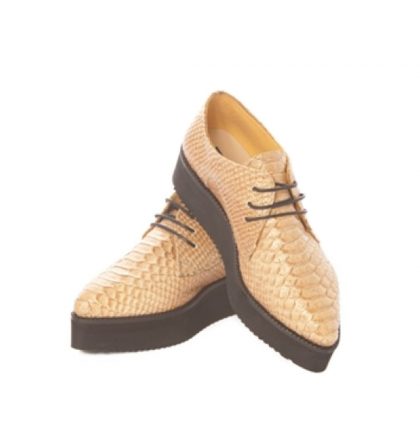 Pantofi oxford maro deschis piele imprimeu sarpe