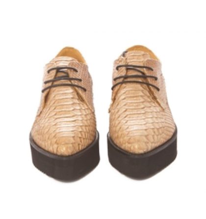 Pantofi oxford maro deschis piele imprimeu sarpe