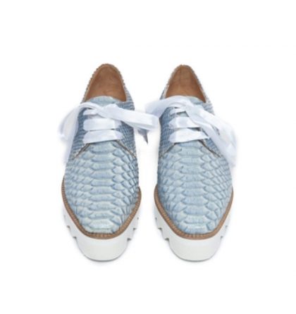 Pantofi oxford piele albastra imprimeu sarpe
