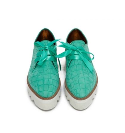 Pantofi oxford verzi piele imprimeu sarpe