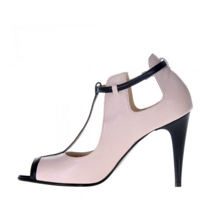 Pantofi peep toe piele nude