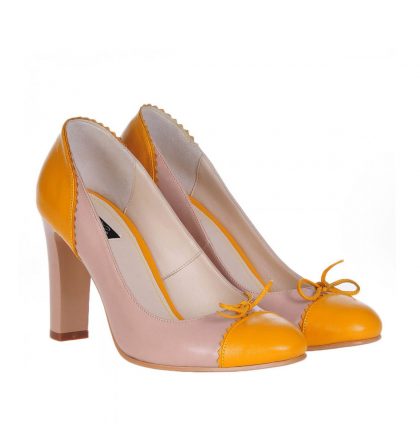 Pantofi piele bej mango