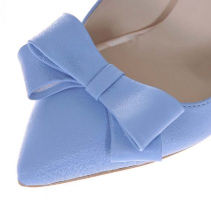 Pantofi piele bleu serenity toc gros