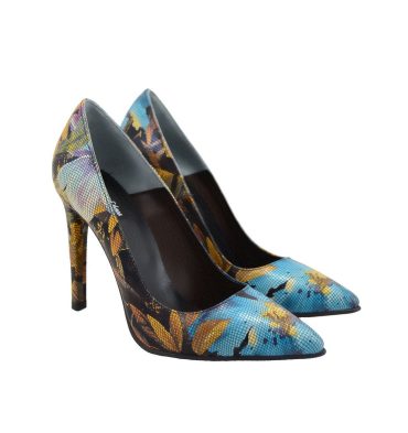 Pantofi stiletto piele imprimeu floral