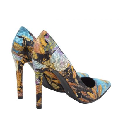 Pantofi stiletto piele imprimeu floral