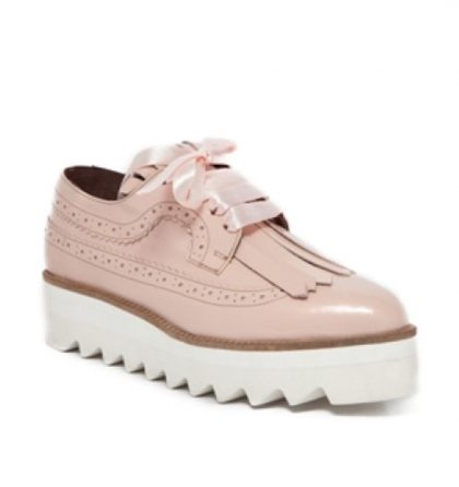 Pantofi roz oxford piele naturala franjuri