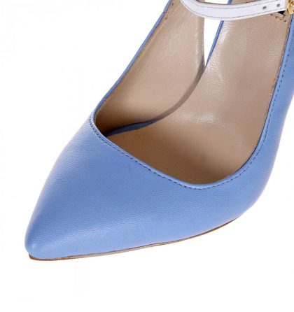 Pantofi stiletto bleu serenity piele
