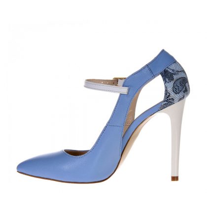 Pantofi stiletto bleu serenity piele