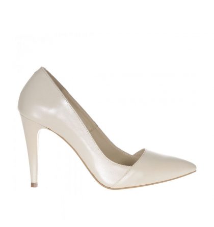 Pantofi stiletto ivory piele