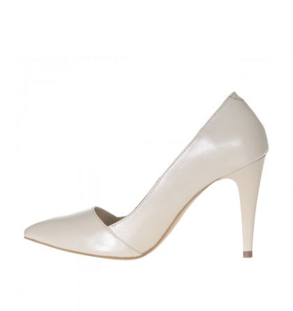 Pantofi stiletto ivory piele