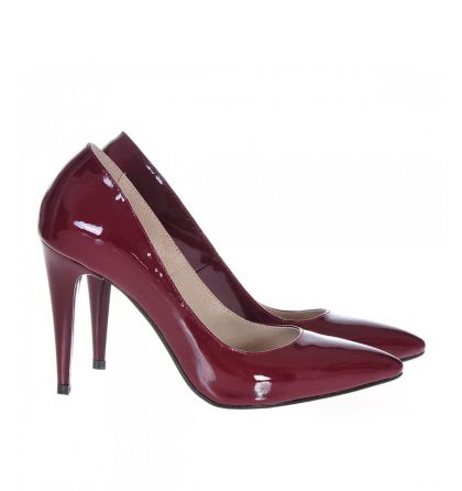 Pantofi stiletto marsala piele lac