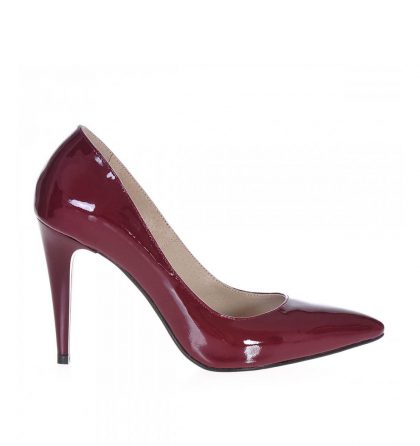 Pantofi stiletto marsala piele lac