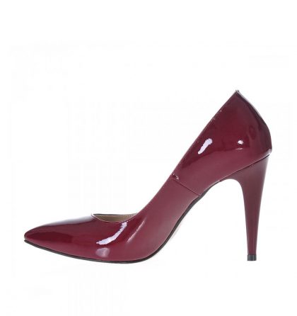 Pantofi stiletto marsala piele lac