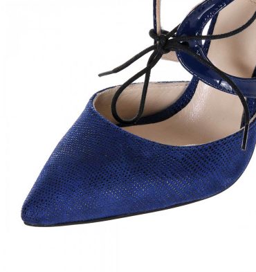 Pantofi stiletto piele albastru bleumarin
