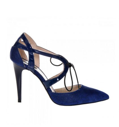 Pantofi stiletto piele albastru bleumarin