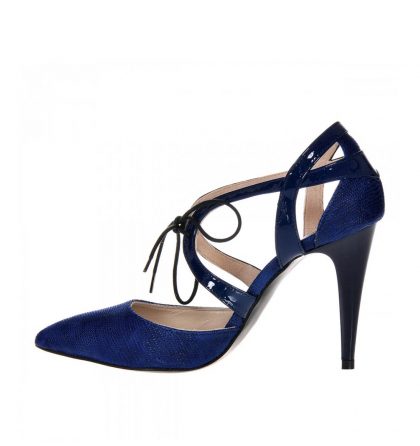 Pantofi stiletto piele albastru bleumarin