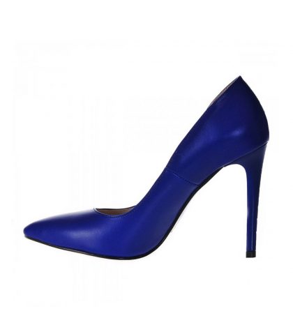 Pantofi stiletto piele albastru electric