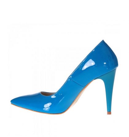 Pantofi stiletto piele albastru turcoaz