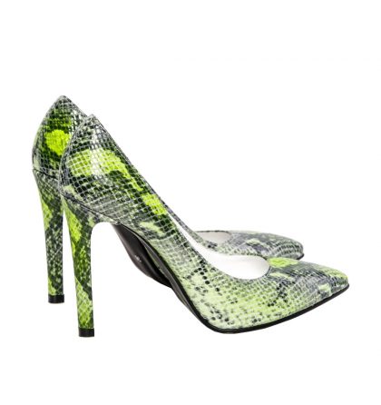 Pantofi stiletto piele imprimeu tropical