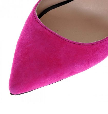 Pantofi stiletto piele intoarsa fucsia negru