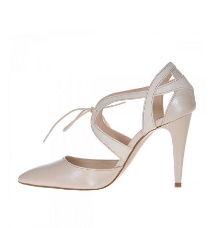 Pantofi stiletto piele ivory