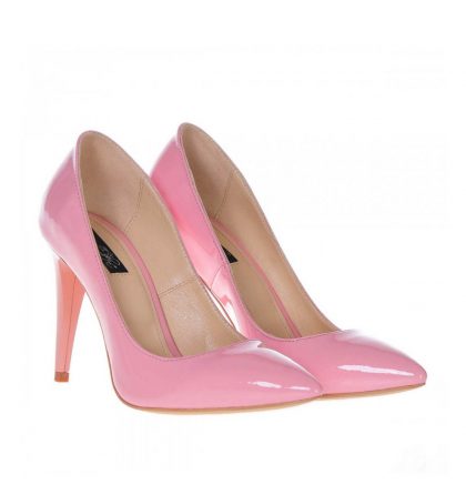 Pantofi stiletto piele roz lac