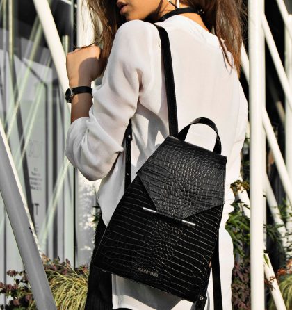 Rucsac negru croco piele