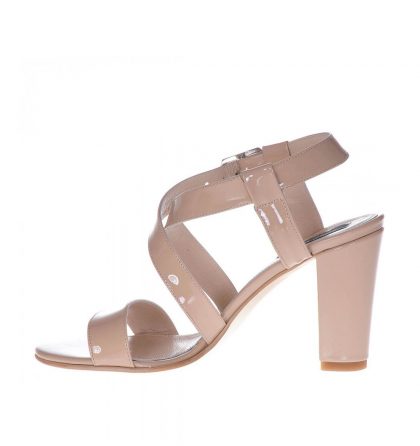 Sandale nude inchis piele lacuita