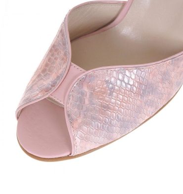Sandale piele roz pal imprimeu sarpe