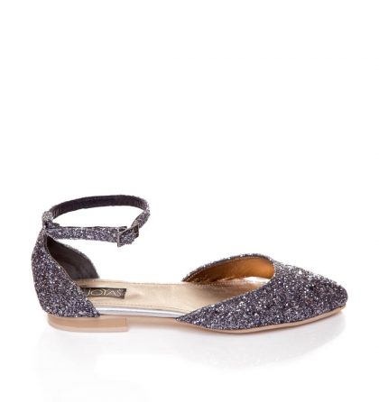 Balerini gri piele glitter