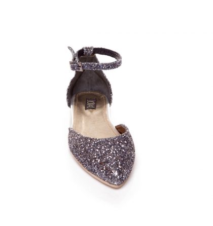 Balerini gri piele glitter